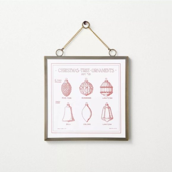 Hearth & Hand 7" x 7" Metal Framed Ornaments Print Wall Art in Red /White - Picture 8 of 9